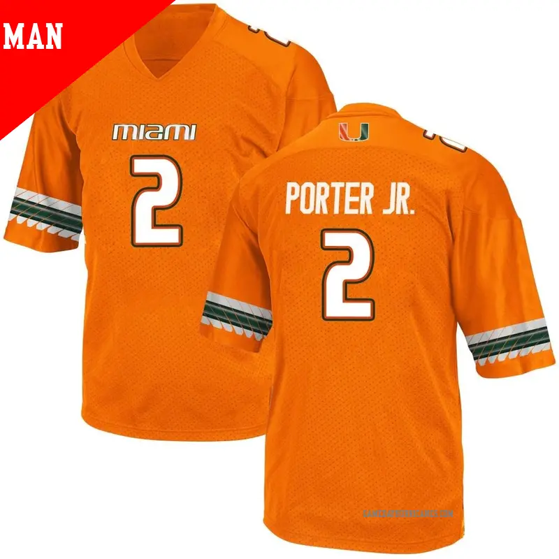 Men's #2 Daryl Porter Jr. Miami Hurricanes Game Orange Alternate College Jersey Men's #2 Daryl Porter Jr. Miami Hurricanes Game Orange Alternate College Jersey