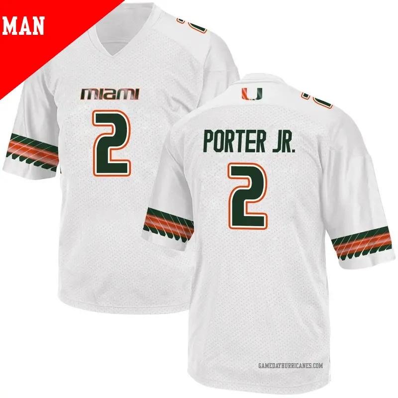 Men's #2 Daryl Porter Jr. Miami Hurricanes Replica White Alternate College Jersey Men's #2 Daryl Porter Jr. Miami Hurricanes Replica White Alternate College Jersey
