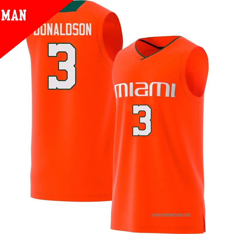 Men's #3 Tre Donaldson Miami Hurricanes Replica Orange adidas Basketball Jersey Men's #3 Tre Donaldson Miami Hurricanes Replica Orange adidas Basketball Jersey