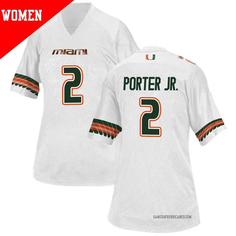 Women's #2 Daryl Porter Jr. Miami Hurricanes Game White Alternate College Jersey Women's #2 Daryl Porter Jr. Miami Hurricanes Game White Alternate College Jersey