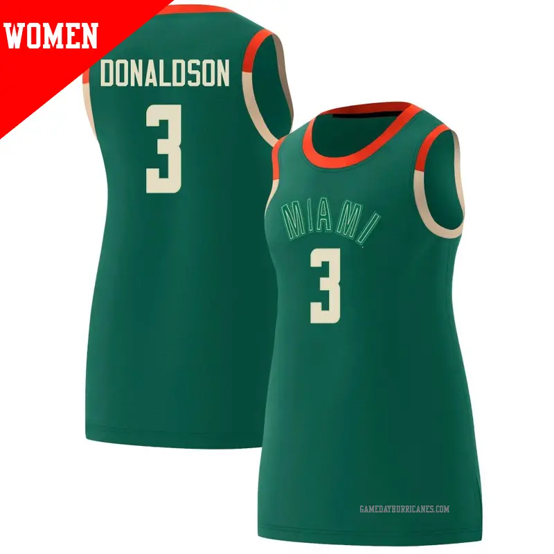 Women's #3 Tre Donaldson Miami Hurricanes Replica Green adidas Celebrating Black Culture Basketball Jersey Women's #3 Tre Donaldson Miami Hurricanes Replica Green adidas Celebrating Black Culture Basketball Jersey