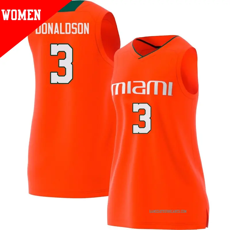 Women's #3 Tre Donaldson Miami Hurricanes Replica Orange adidas Basketball Jersey Women's #3 Tre Donaldson Miami Hurricanes Replica Orange adidas Basketball Jersey