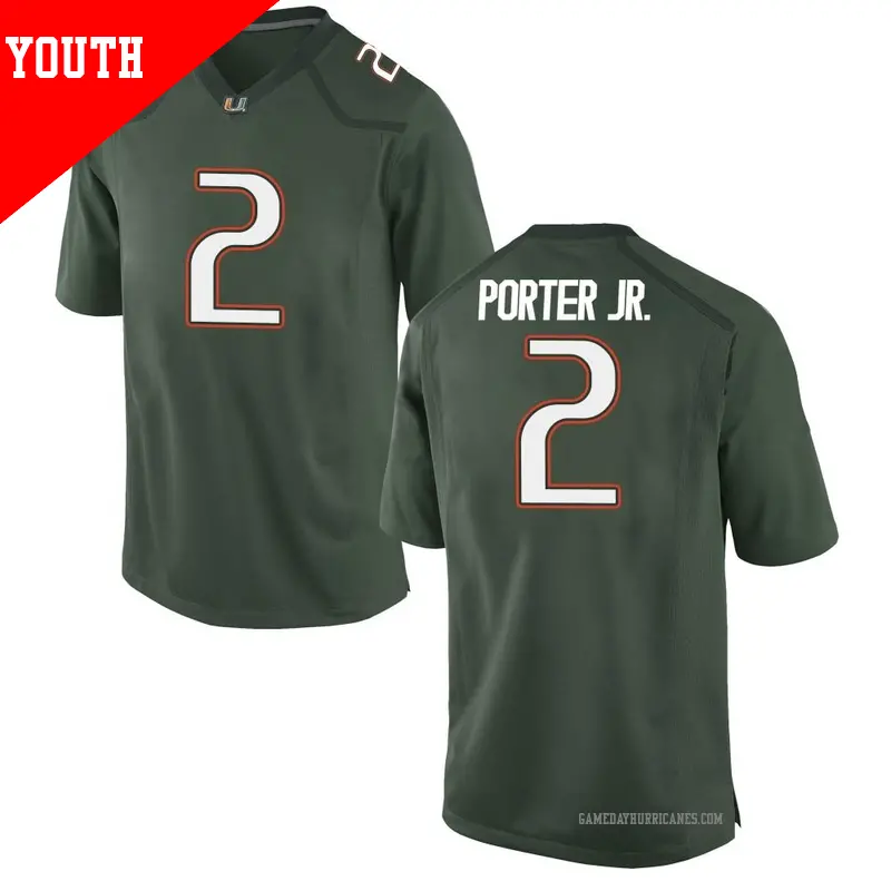 Youth #2 Daryl Porter Jr. Miami Hurricanes Game Green Alternate College Jersey Youth #2 Daryl Porter Jr. Miami Hurricanes Game Green Alternate College Jersey