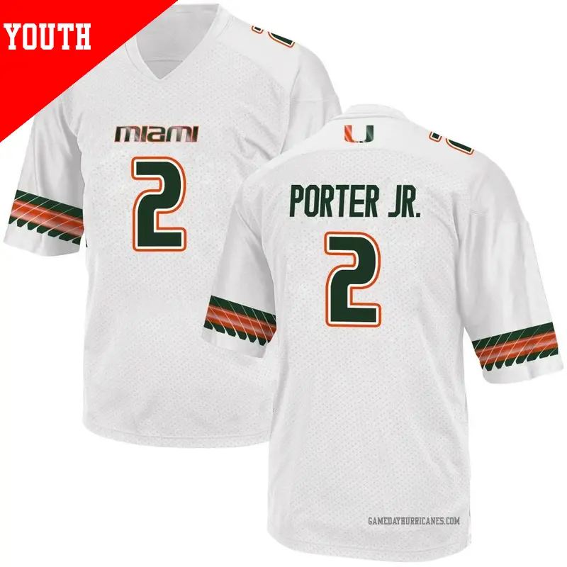 Youth #2 Daryl Porter Jr. Miami Hurricanes Game White Alternate College Jersey Youth #2 Daryl Porter Jr. Miami Hurricanes Game White Alternate College Jersey