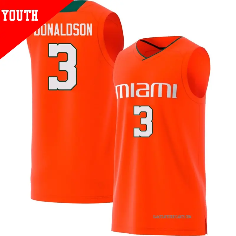 Youth #3 Tre Donaldson Miami Hurricanes Replica Orange adidas Basketball Jersey Youth #3 Tre Donaldson Miami Hurricanes Replica Orange adidas Basketball Jersey